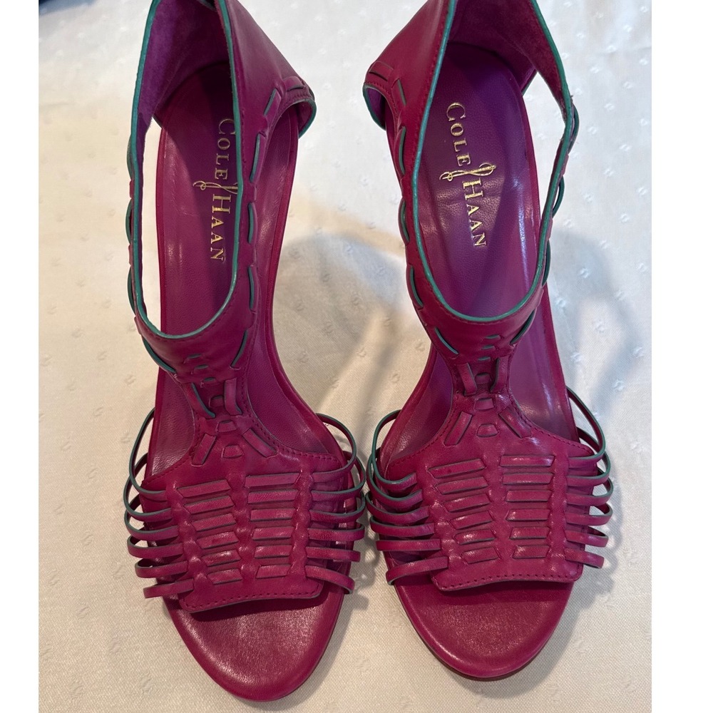 Cole Haan Nike Air Magenta Pink Leather Caged Stiletto l Size 7.5B
